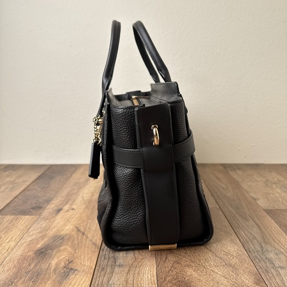 Coach Swagger in Patchwork Pebble Leather Satchell Handbag Black Gold Hardware - Picture 8 of 16